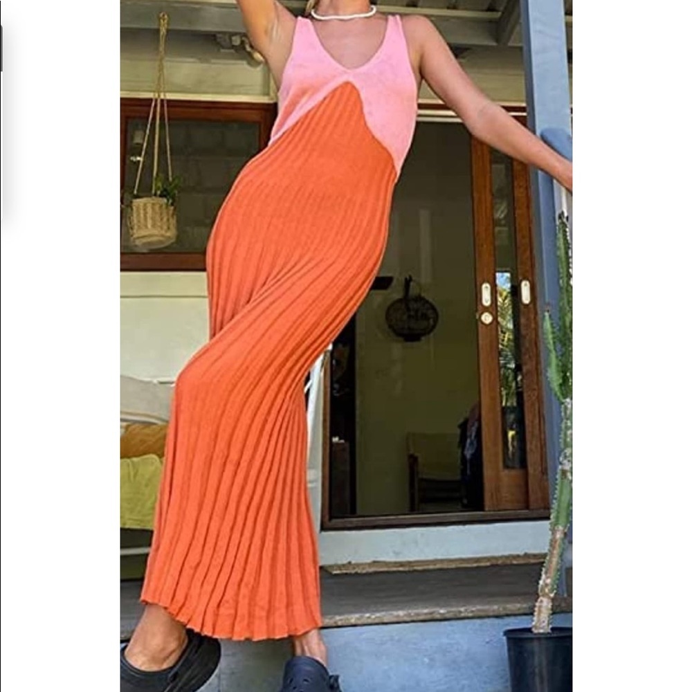 Pink and Orange Body Con Dress